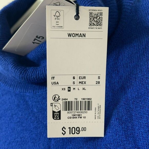 Piombo Blue Turtleneck Women’s Lana Wool Sweater(Size Small) - Picture 3 of 6